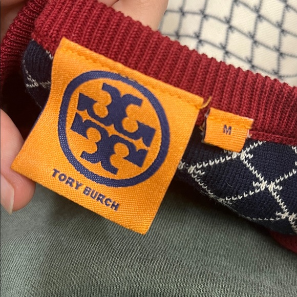 Tory Burch Patchwork Colorful Pattern Zip Up Sweater Cardigan Medium - Picture 6 of 8